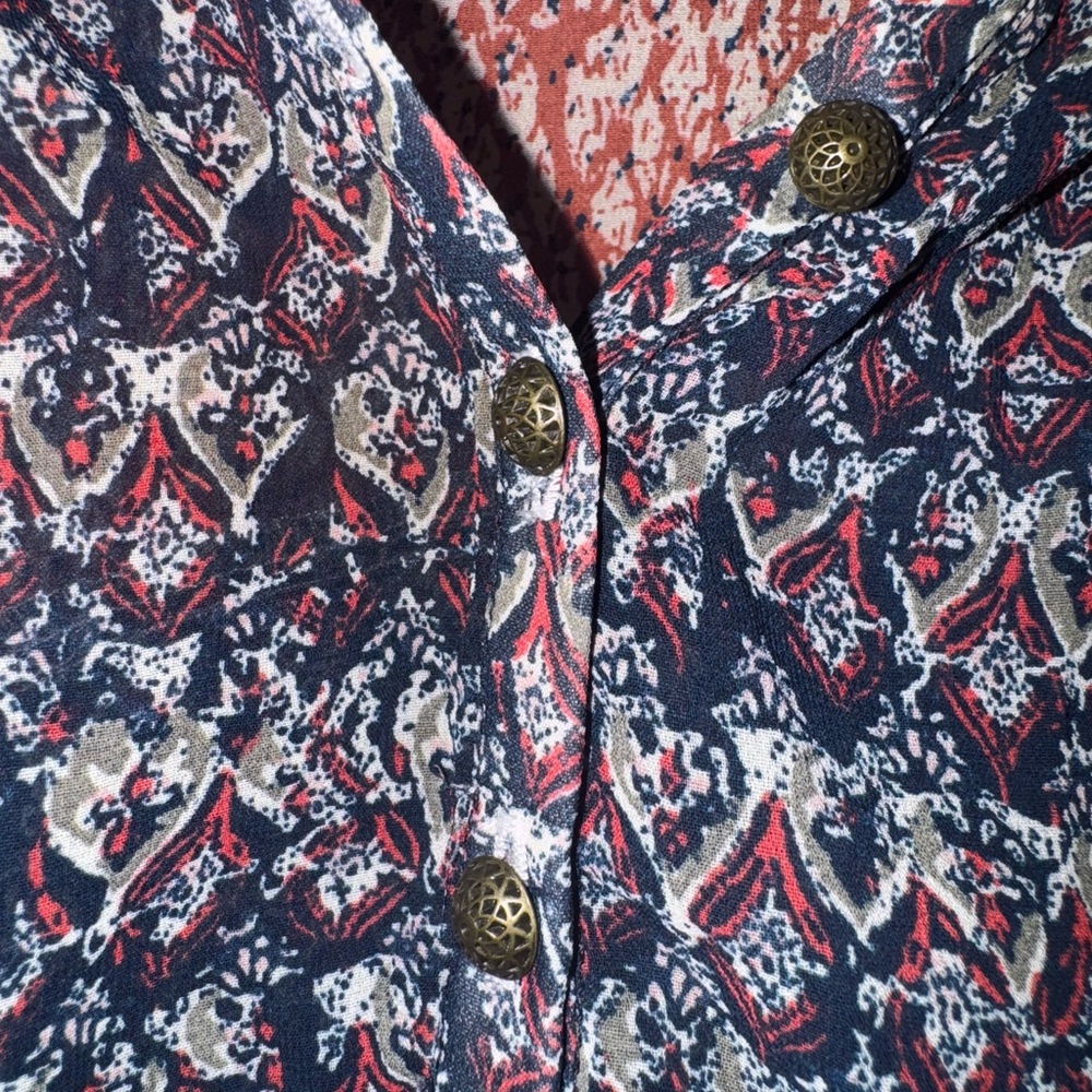 Lucky Brand Boho Multicolor Patterned Blouse - image 5
